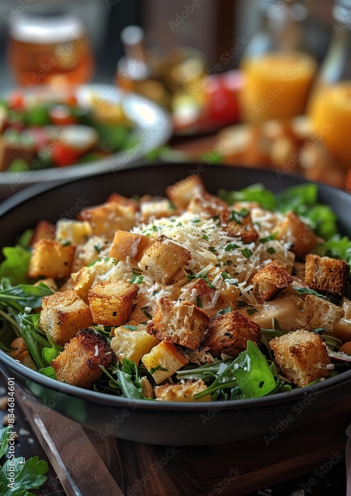 Caesar Salad - Fresh Caesar salad with croutons, Parmesan, and Caesar dressing. Caesar Salad - Fresh Caesar salad with croutons, Parmesan, and Caesar dressing.