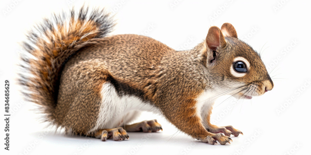 Obraz premium squirrel showcasing its cute features and playfulness set against a clean white background
