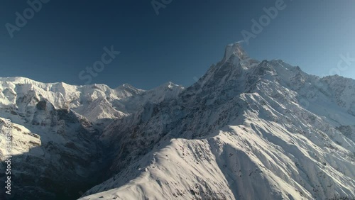 Aerial landscape of Himalaya mountains view from Mardi Himal, Pokhara, Nepal, Asia photo