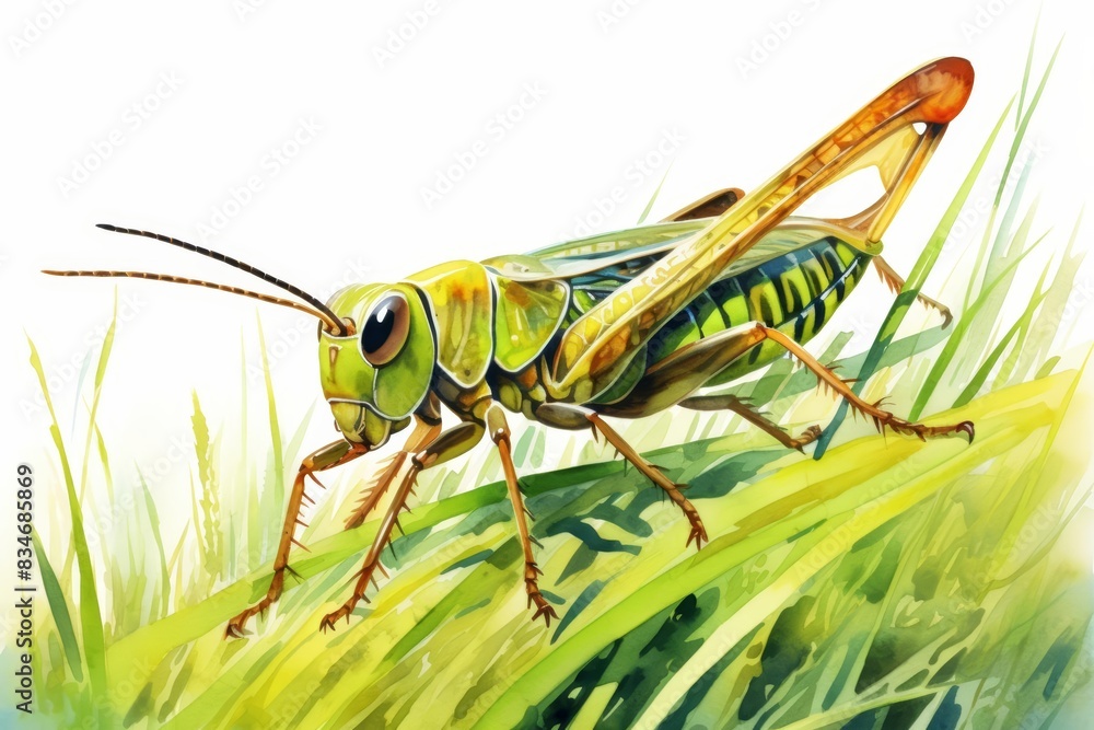 Fototapeta premium A watercolor of a grasshopper