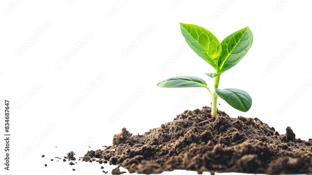 young plant growing from soil isolated young plant growing from soil isolated