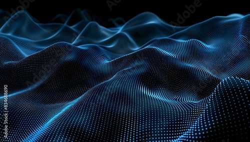 Vector wave of dots, gradient background with dark blue and white colors
