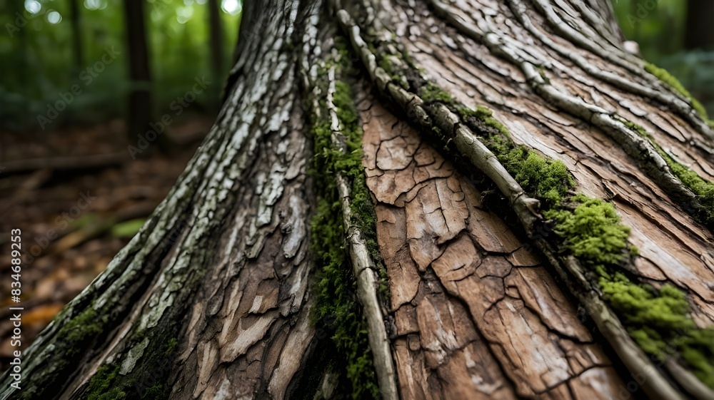 a trunk old tree in the forest with moss on it, background wallpaper a trunk old tree in the forest with moss on it, background wallpaper