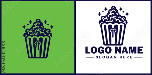 popcorn icon Popping corn Popped corn flat logo sign symbol editable vector