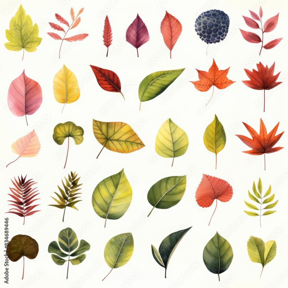 A watercolor of leaf diversity A watercolor of leaf diversity