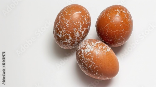 Salted duck eggs against a white backdrop © 2rogan