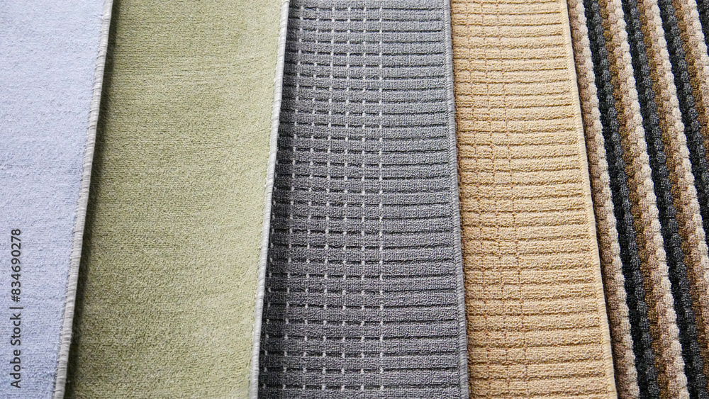 Close-up many different carpet samples