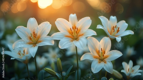 Blooming white lilies in the garden © BISMILAH