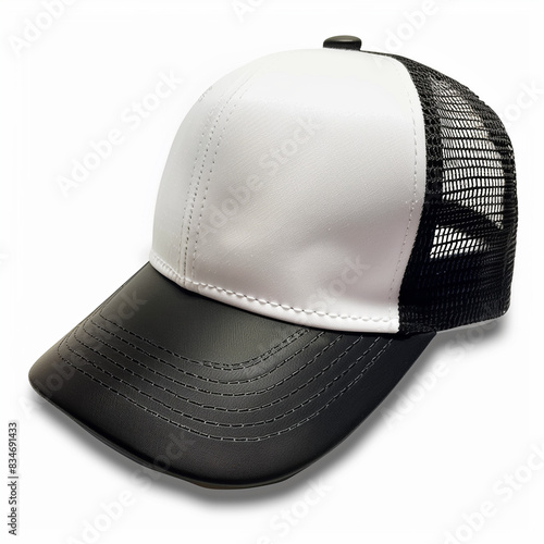 mock up trucker hat with white and black mesh, Ai generated Images photo