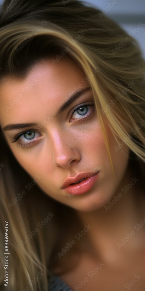 A beautiful young woman with long blonde hair and blue eyes. AI. A beautiful young woman with long blonde hair and blue eyes. AI.