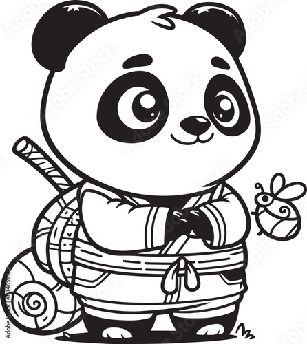 panda coloring page vector