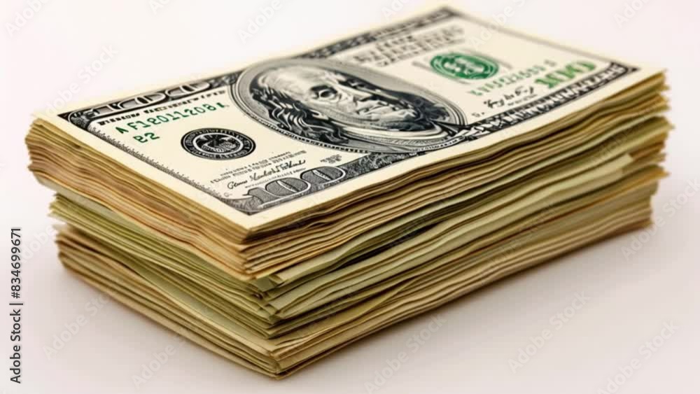 stack of American one hundred dollar bills, cash money, economic concept Generative AI stack of American one hundred dollar bills, cash money, economic concept Generative AI