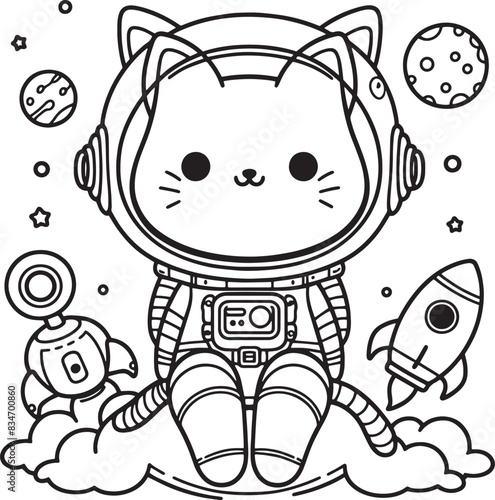 space cat vector cartoon