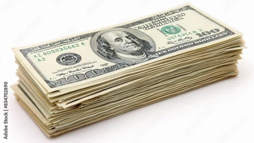 stack of American one hundred dollar bills, cash money, financial and economic concept Generative AI stack of American one hundred dollar bills, cash money, financial and economic concept Generative AI
