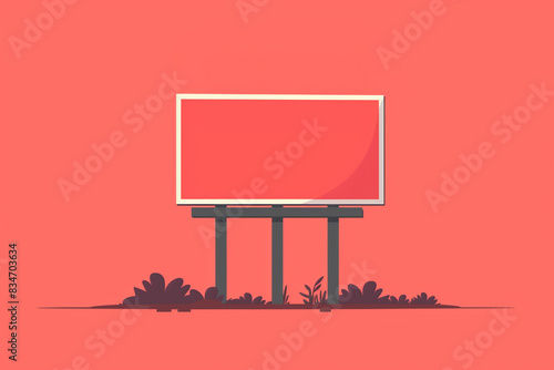 Blank signboard mockup, simple minimalist flat design illustration