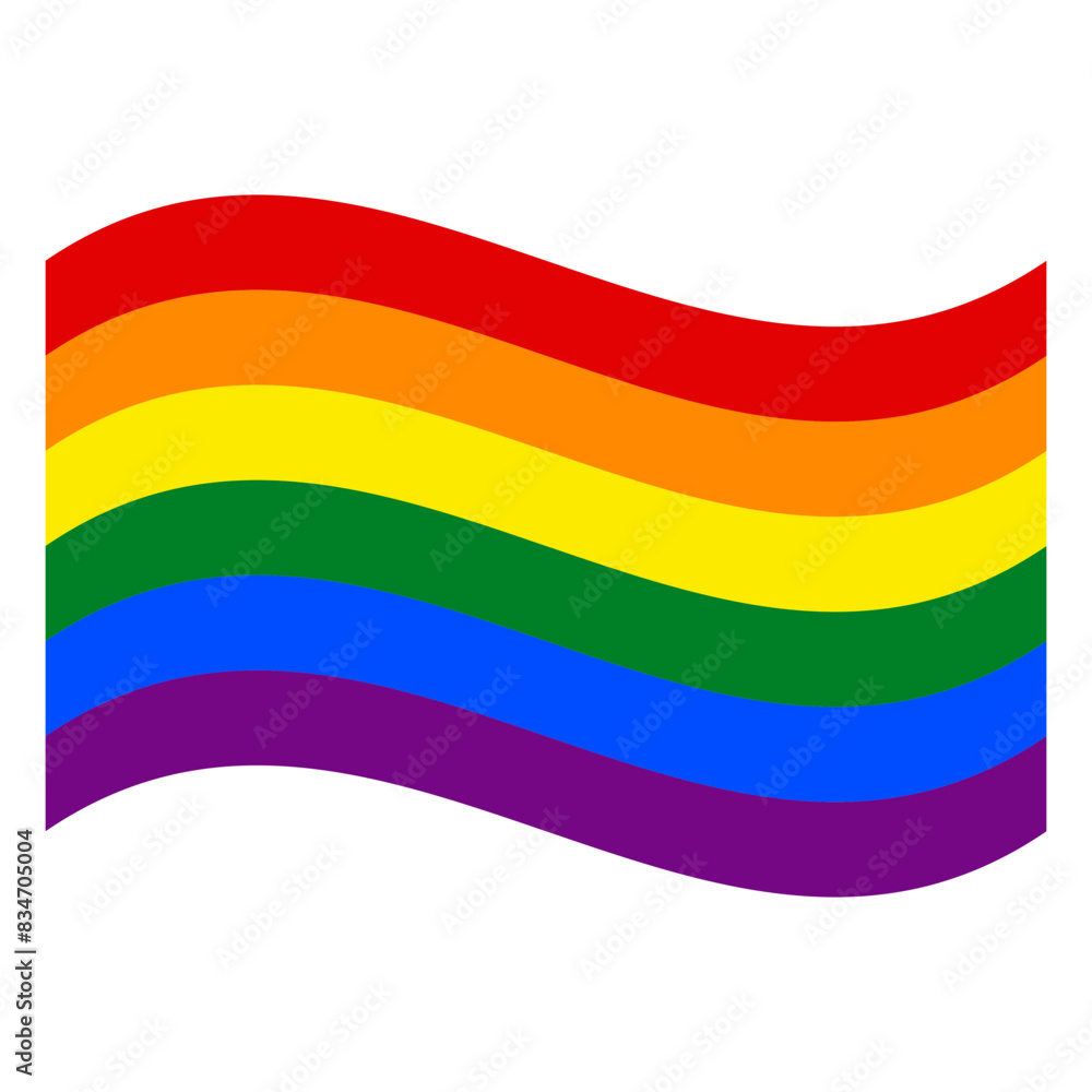 1978-1979 Gilbert Baker Rainbow Pride Flag 6 Stripes Wavy and Isolated in White 1978-1979 Gilbert Baker Rainbow Pride Flag 6 Stripes Wavy and Isolated in White