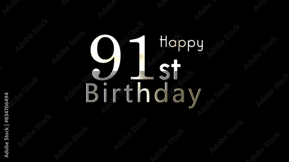 Happy 91st birthday greetings, white particles, ninety one years old Happy 91st birthday greetings, white particles, ninety one years old
