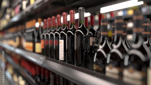 Vast Selection of Red and White Wines on Supermarket Shelves