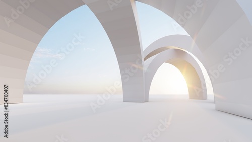 Fototapeta Naklejka Na Ścianę i Meble -  Abstract architecture background arched interior 3d render