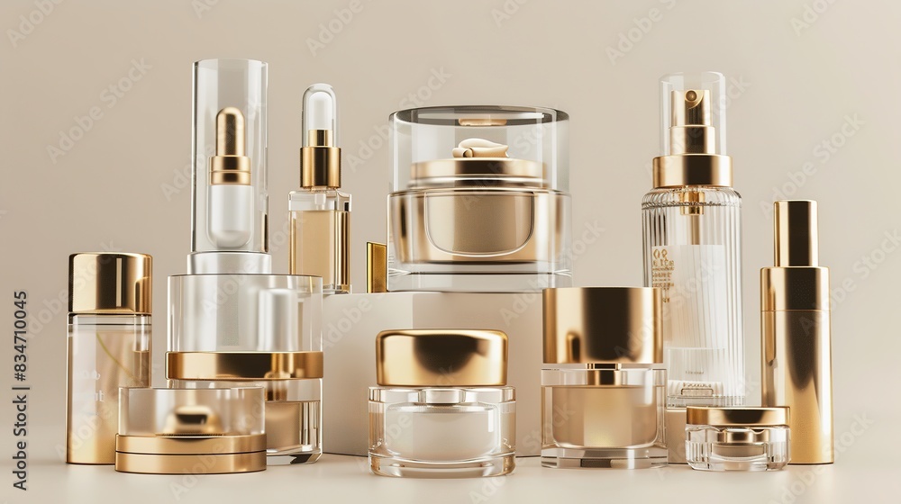 various cosmetic bottles, jars and boxes of different sizes various cosmetic bottles, jars and boxes of different sizes