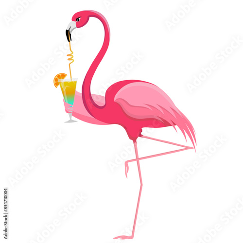 flemingo having a cocktail summer vibe artwork design illustration good for ladies t-shirt print