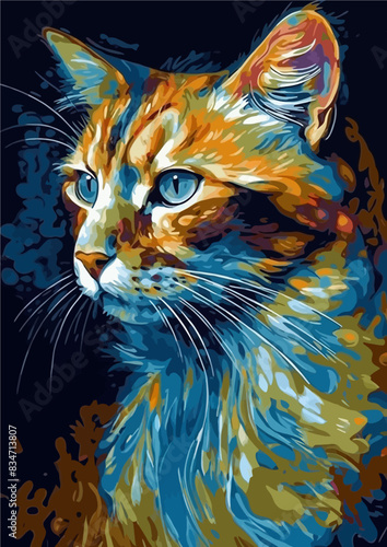 Genius cat van gogh painting Attractive colors catch the eye to the maximum degree
