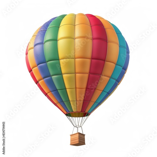 A colorful hot air balloon isolated on a white background. The balloon is ready to take off on an adventure. photo