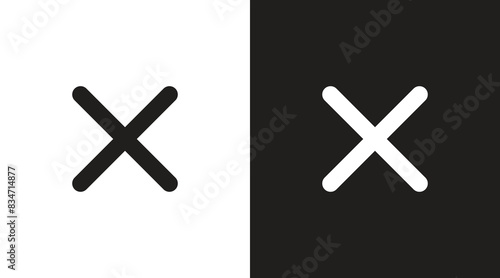 Cross Icon. Cancel icon. Close icon black and white vector. photo