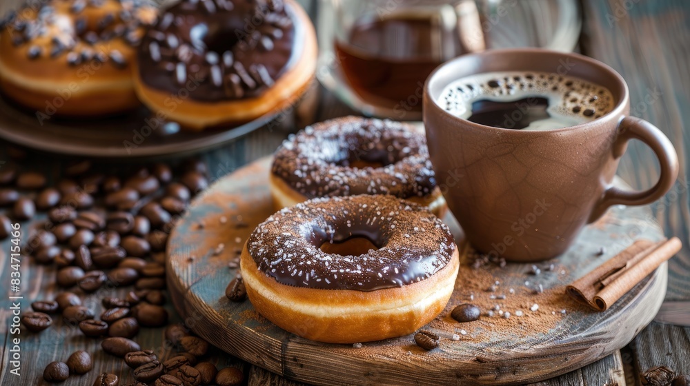 Coffee and donuts savoring the small joys with a cup of coffee