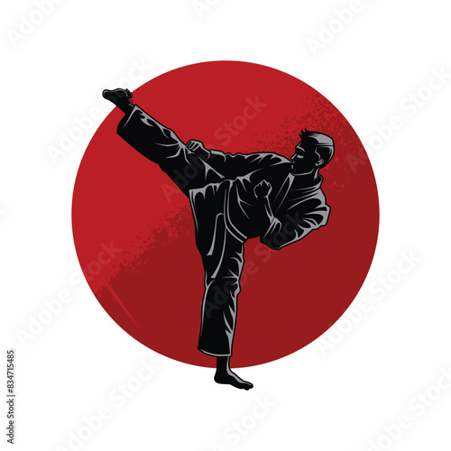 Karate logo design. Karate Martial art Fighter Illustration vector template