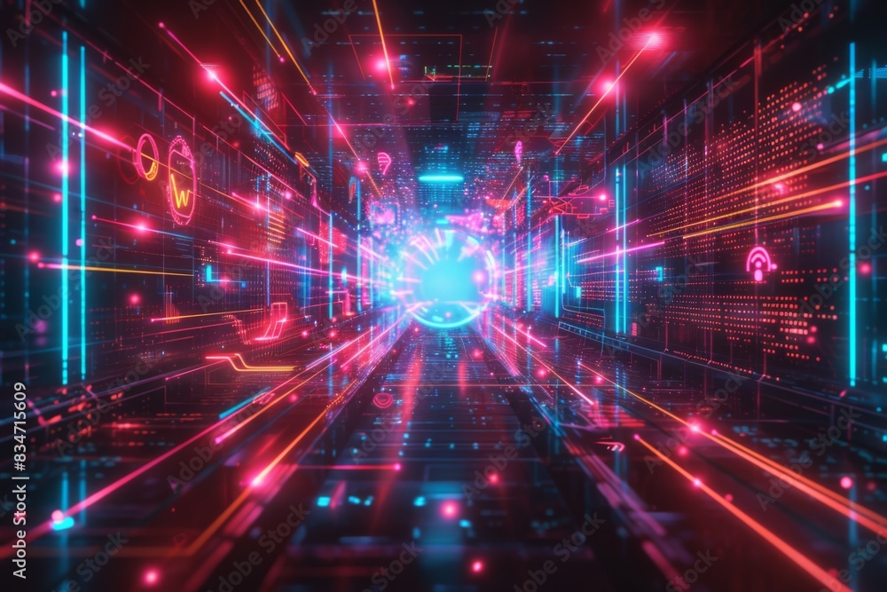 Cyber Security Data Transfer illustration created with Generative AI Cyber Security Data Transfer illustration created with Generative AI