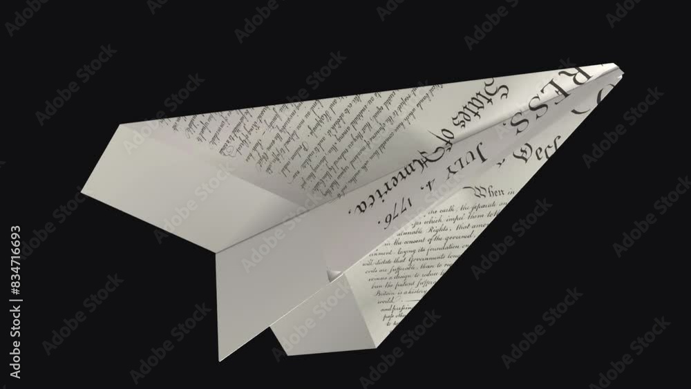 Paper Sak Background Paper Plane - USA Declaration Page with Title and Text - Flying Loop ...