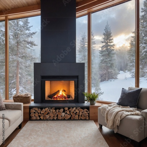 living room with fireplace