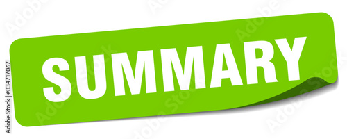 summary sticker. summary label