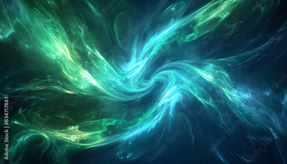 Energetic green and blue light streams forming intricate patterns, set in a modern and futuristic theme for presentations; energy transition tone. Energetic green and blue light streams forming intricate patterns, set in a modern and futuristic theme for presentations; energy transition tone.