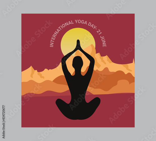 Man asana on a white isolated Yoga background. yoga and meditation. international yoga day poster design.