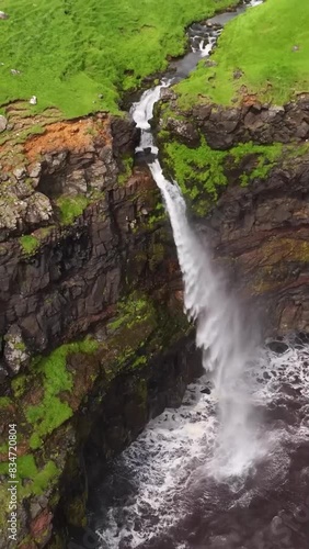 Aerial view of beautiful Faroe islands landscape