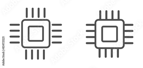 Computer microprocessor vector icon concept set