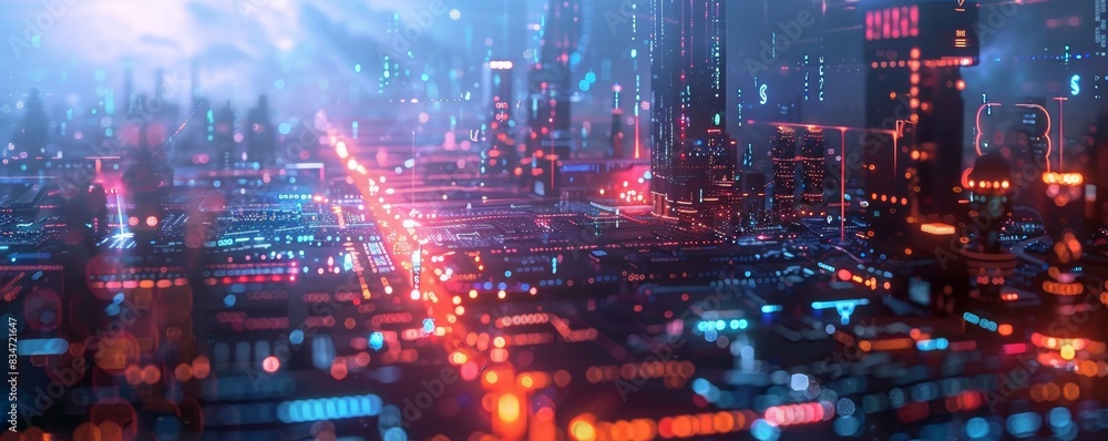 Futuristic Cityscape With Neon Lights Futuristic Cityscape With Neon Lights