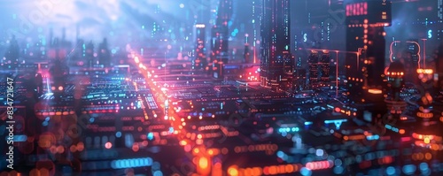 Futuristic Cityscape With Neon Lights