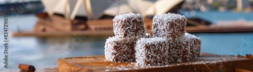 A delicious and traditional Australian dessert, the Lamington is a sponge cake coated in a layer of chocolate sauce and then rolled in desiccated coconut