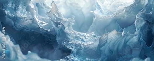 Blue Ice Formations in Glacier Cave