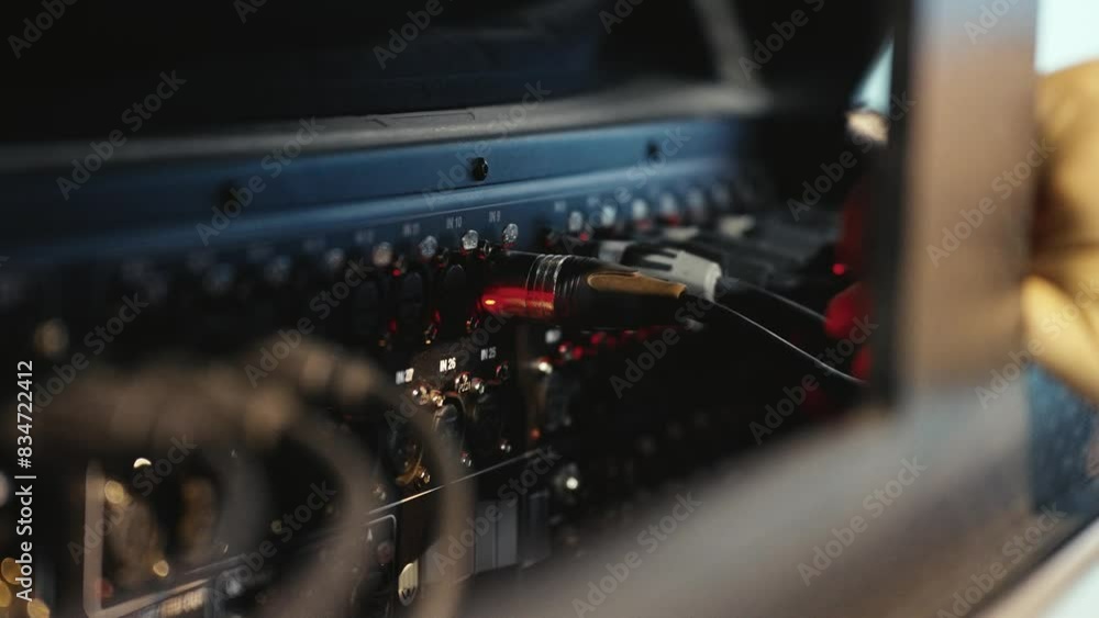 microphone cables are attached to the sound mixer microphone cables are attached to the sound mixer