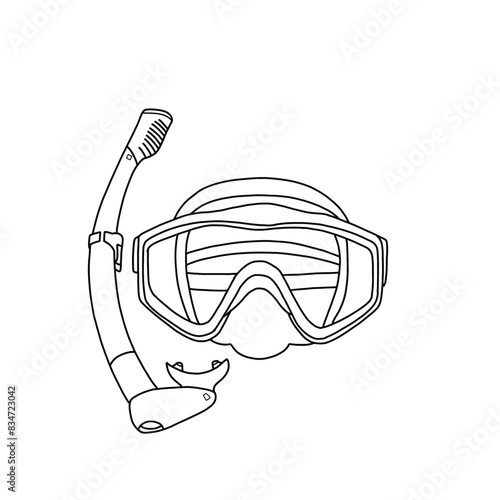 Snorkeling gear dive mask and snorkel for professionals. Vector illustration flat sketch fashion illustration isolated on a white background