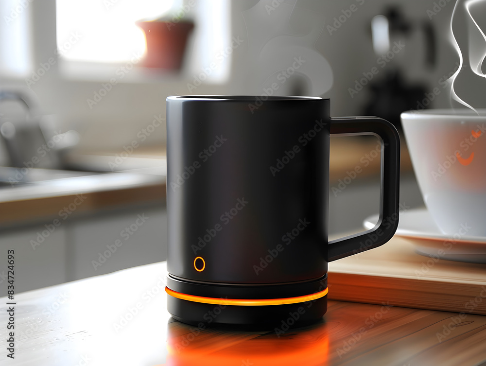 Innovative coffee mug with digital temperature display and sleek design, model number 00548 is missing. Innovative coffee mug with digital temperature display and sleek design, model number 00548 is missing.