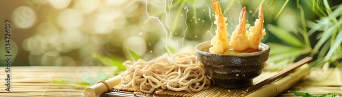 A delicious and healthy meal of soba noodles and tempura