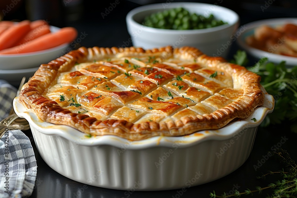 Chicken Pot Pie - Chicken pot pie with a flaky crust and creamy filling. Chicken Pot Pie - Chicken pot pie with a flaky crust and creamy filling.
