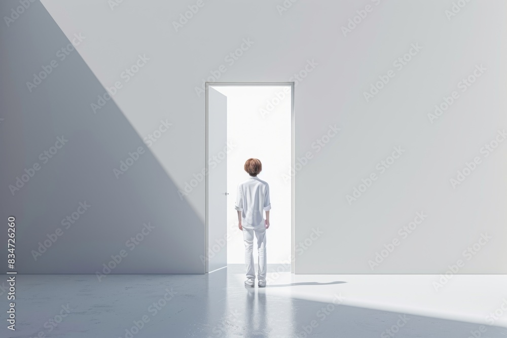 Young person standing in front of door decision making deciding entering light welcome guest concept real estate career path choosing study choice possibility opportunities mortgage opening new life Young person standing in front of door decision making deciding entering light welcome guest concept real estate career path choosing study choice possibility opportunities mortgage opening new life