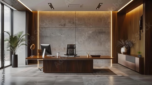 Wall for customization, business business professionals working in a bright and spacious contemporary office