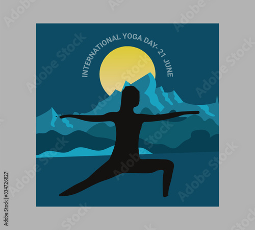 Man asana on a white isolated Yoga background. yoga and meditation. international yoga day poster design.